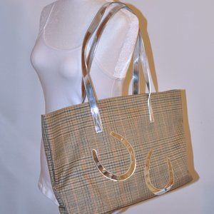 Lolo Plaid Canvas Travel Bag with Silver Horse Shoes
